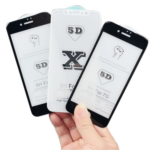 5D Cam Tam Koruma İphone 6 6S 7 8 ve X Komple Kavisli Kırılmaz