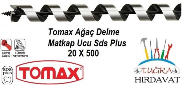 Tomax Sds Plus Ağaç Delme Ahşap Delme Matkap Ucu 20x500