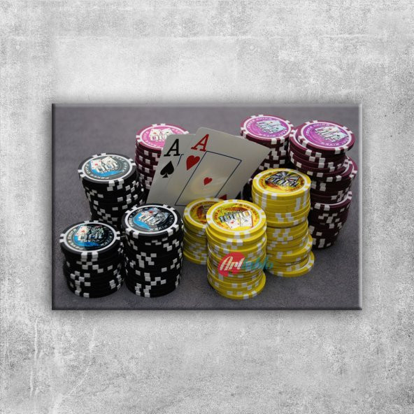Poker Masası İskambil Kağıtları Poker-2 Fotoğraf Kanvas Tablo - 1