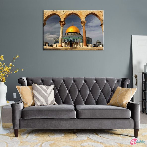 Kubbestüs Sahra ve Muallak Taşı-3 Dini İnanç Kanvas Tablo - 3