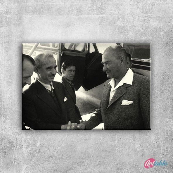 1936 Atatürk ve İnönü, Mustafa Kemal Atatürk-19 Kanvas Tablo