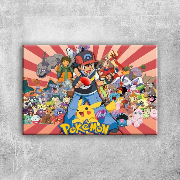Pokemon Karakterleri Kanvas Tablo - 1
