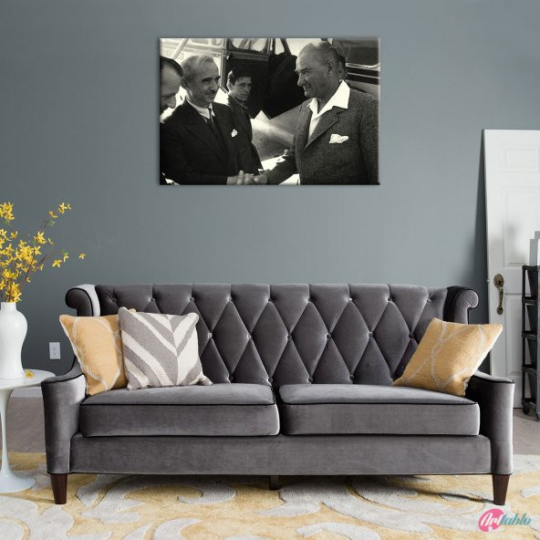1936 Atatürk ve İnönü, Mustafa Kemal Atatürk-19 Kanvas Tablo - 3