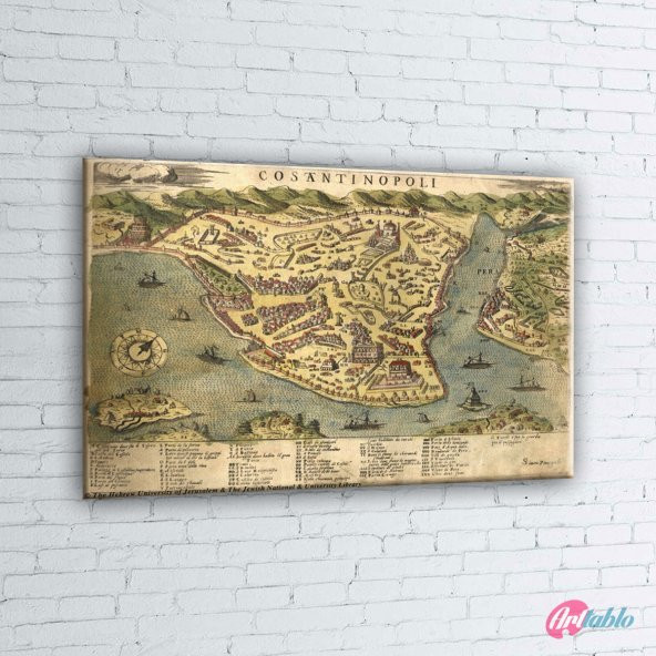 1573 Istanbul Turkiye Eskitme Haritasi HD Dunya Haritalari Tablo - 2