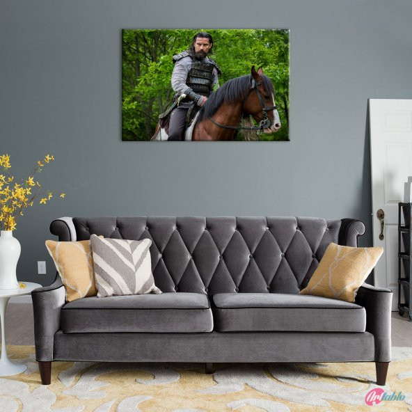 Diriliş Ertuğrul Dizisi Bamsi At Üstünde Sinema Kanvas Tablo - 3