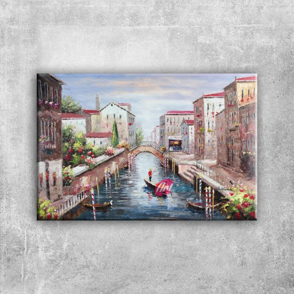 Venedik Gondol Sefası 6 Yağlı Boya Dekoratif Modern Kanvas Tablo - 1