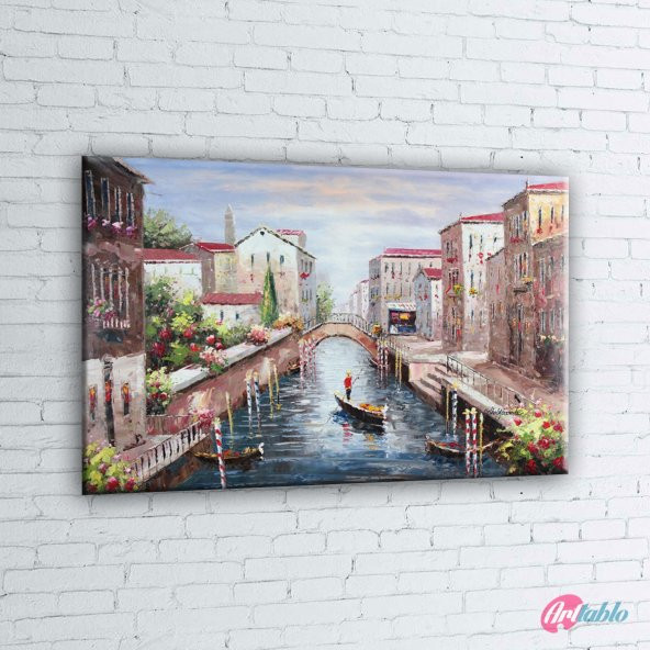 Venedik Gondol Sefası 6 Yağlı Boya Dekoratif Modern Kanvas Tablo - 2