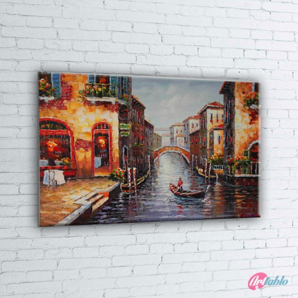 Venedik Gondol Sefası 5 Yağlı Boya Dekoratif Modern Kanvas TablO - 2