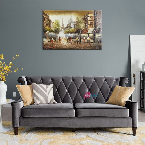 Paris Eyfel Kulesi 4 Şehir Manzaraları Yağlı Boya Canvas Tablo - 3