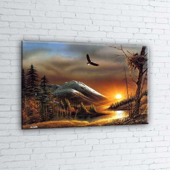Orman Nehri, Doğa Manzarası 2 Yağlı Boya Sanat Kanvas Tablo - 2