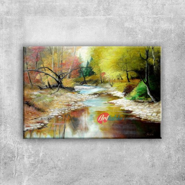 Orman Nehri Doğa Manzaraları 10 Yağlı Boya Sanat Kanvas Tablo