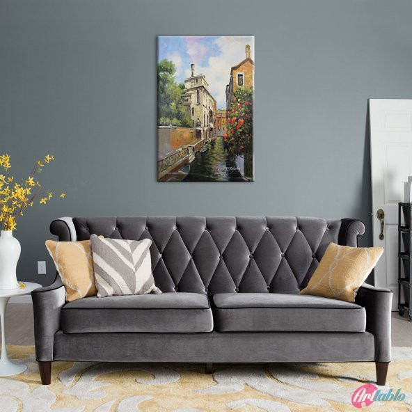 Venedik Gondol Sefası 10 Yağlı Boya Dekoratif Modern Kanvas Tablo - 3