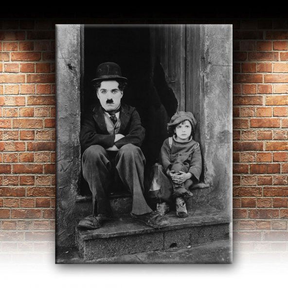Charlie Chaplin Siyah Beyaz Fotoğraf Dekoratif Kanvas Tablo - 2