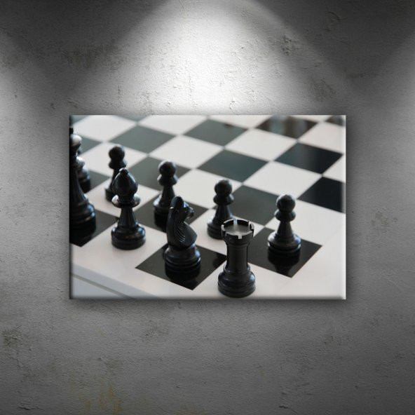 Satranç Siyah Beyaz Fotoğraf Dekoratif Canvas Tablo
