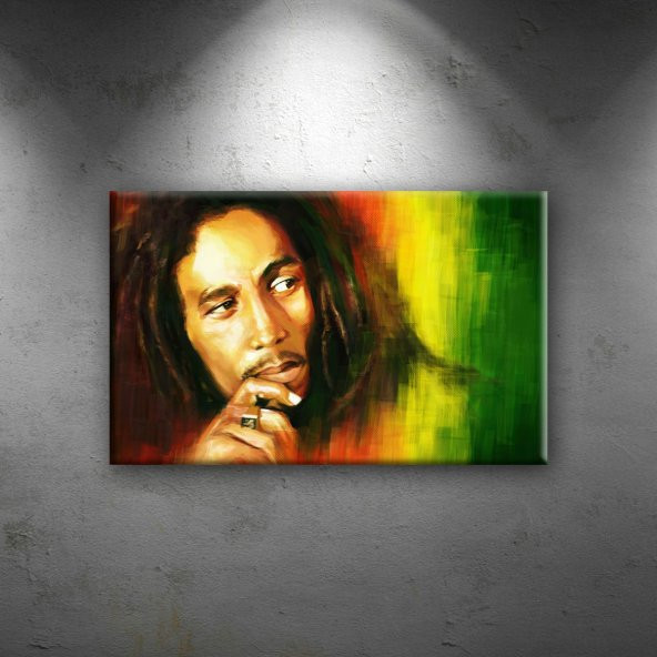 Bob Marley Singing Popüler Kültür Dekoratif Canvas Tablo