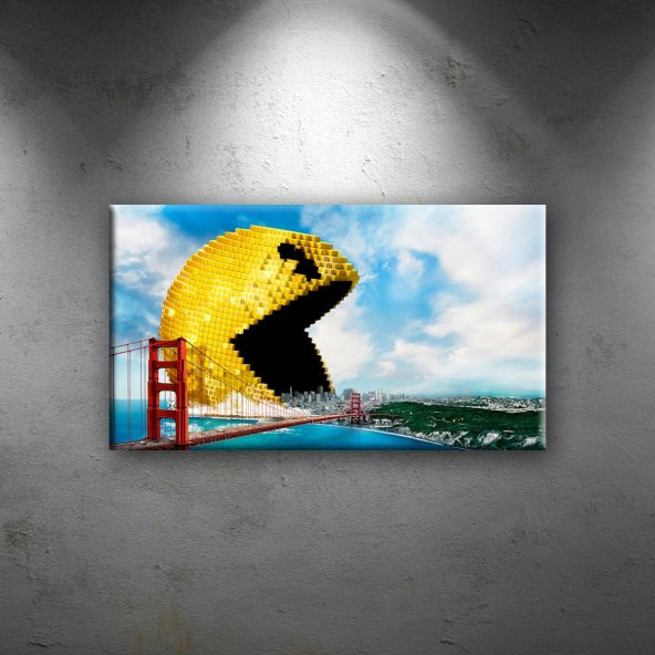 Pixels Pacman 3D Dekoratif Canvas Tablo