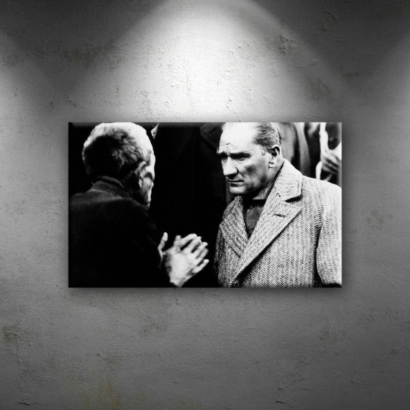 Mustafa Kemal Atatürk Köylü Dinliyor Dekoratif Canvas Tablo