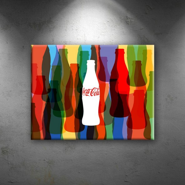 Coca Cola Renkli Şişe Retro Dekoratif Canvas Tablo - 1