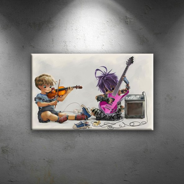Gitar ve Keman Müzik Bebek & Çocuk Dünyası Dekoratif Canvas Tablo