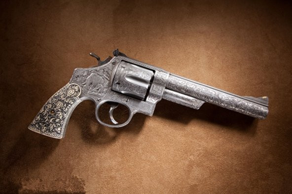Smith Wesson Eski Tarihi Tabanca Dekoratif Canvas Tablo - 3