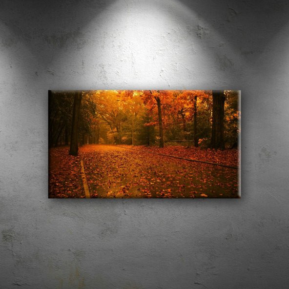 Sonbahar Sarı Yapraklar ve Romantik Yağmur Dekoratif Canvas Tablo