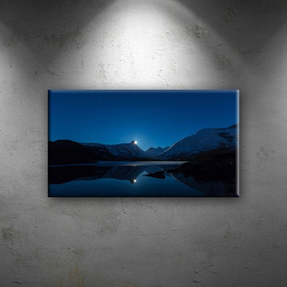 Ay Mavi Gökyüzü Gece Manzarası Dekoratif Canvas Tablo