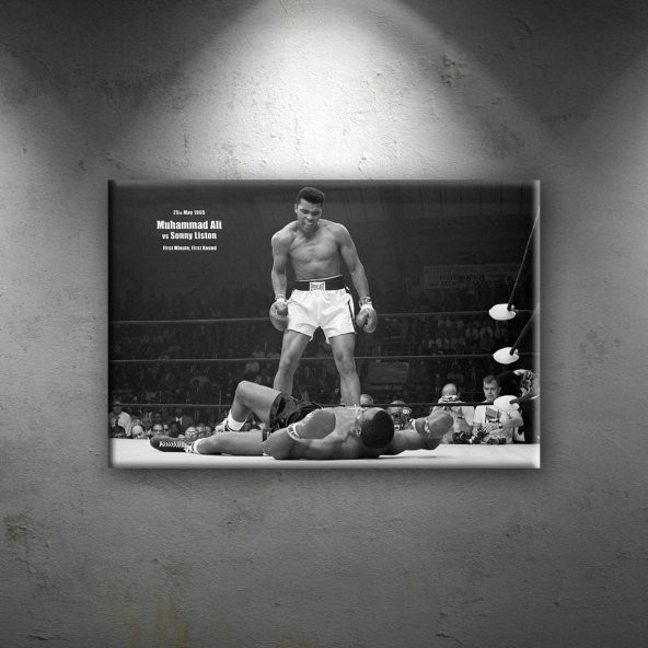 Muhammed Ali Boks-7 Nakavt 25 Mayıs 1965 Dekoratif Kanvas Tablo - 1