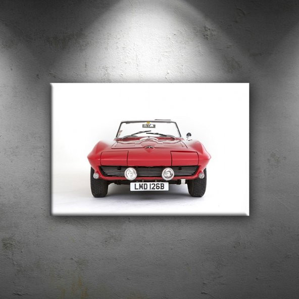 Corvette Stingray Kırmızı Klasik Otomobil Dekoratif Kanvas Tablo