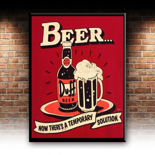 Retro Eski Poster Bira Kırmızı Kanvas Tablo - 2