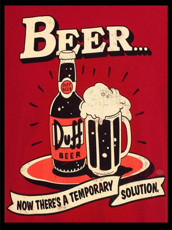 Retro Eski Poster Bira Kırmızı Kanvas Tablo - 3