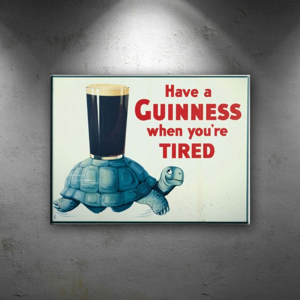 Guinness Bira Reklam Retro & Motto Kanvas Tablo