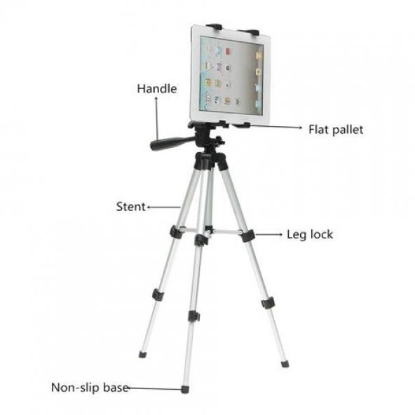 Üniversal tablet başlıklı 102cm Kamera ve tablet Tripodu