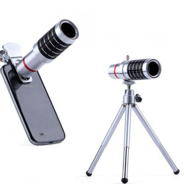 12x Zoom Teleskop Telefon Kamera Lensi Tüm Telefonlara Uygun