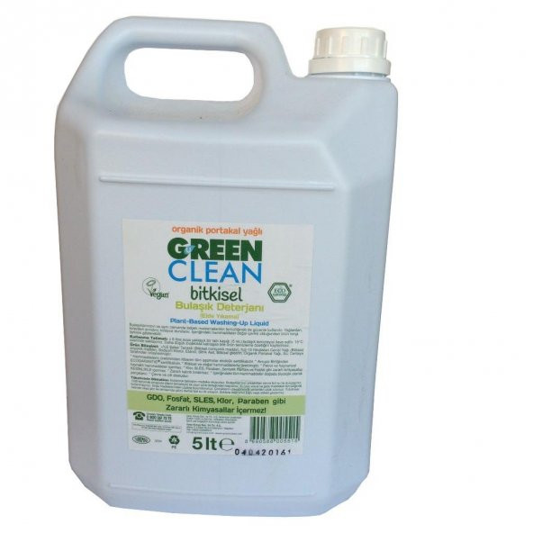 Green Clean 5 Lt Bitkisel Bulaşık Deterjanı Organik Portakallı