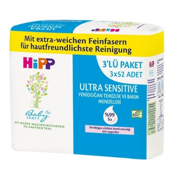 Hipp Ultra Sensitive Yenidoğan Islak Mendil 3x52 Adet