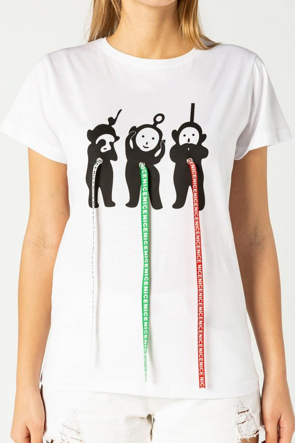 Teletabi Baskılı Kısa Kol T-Shirt Beyaz 0128 - 3