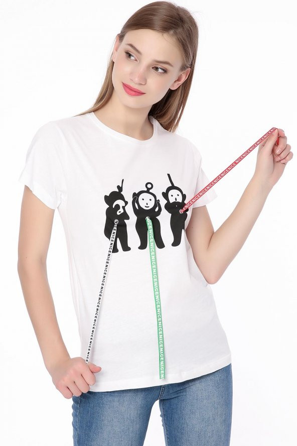 Teletabi Baskılı Kısa Kol T-Shirt Beyaz 0128 - 5
