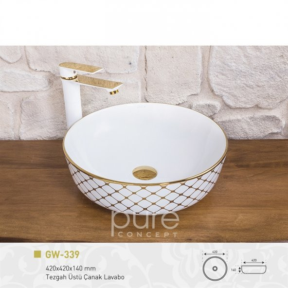 Geometrik Beyaz Altın Çanak Lavabo - 1
