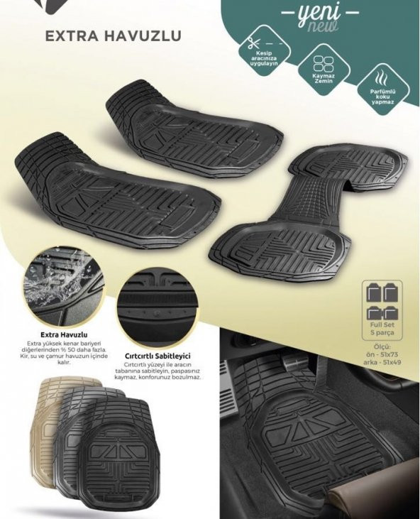 Volkswagen Passat B8 2015 2017  Havuzlu Kauçuk Paspas Takımı - 2