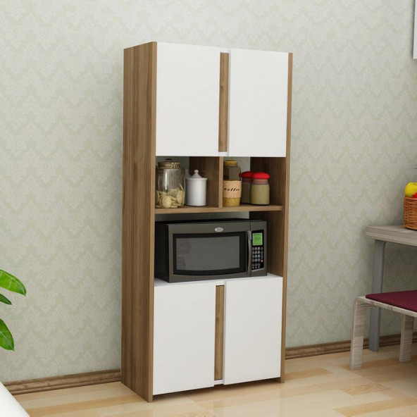 BMdekor Çok Amaçlı Dolap Banyo Mutfak Kiler Atlantis Beyaz Ceviz