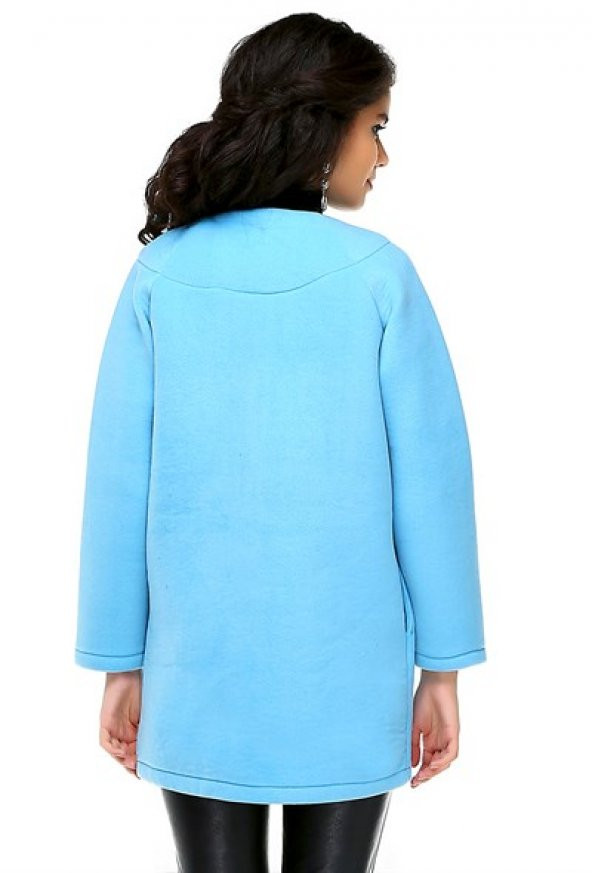 Bonalodi Bebe Mavi Polar Kadın Kaban Ceket - Resim 4