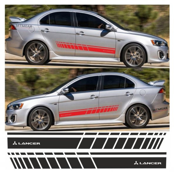 Mitsubishi Lancer Yan Şerit Oto Sticker - 3