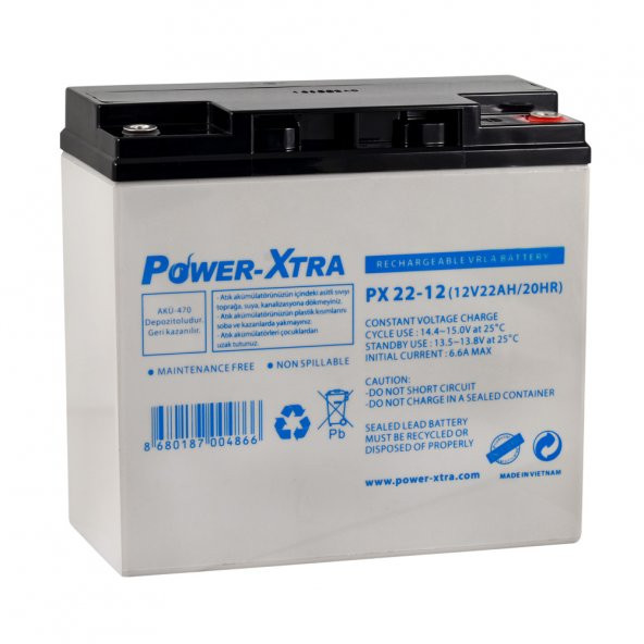 Power-Xtra PX22-12NE F6/ 12V 22 Ah Akü (F6/Vidalı)