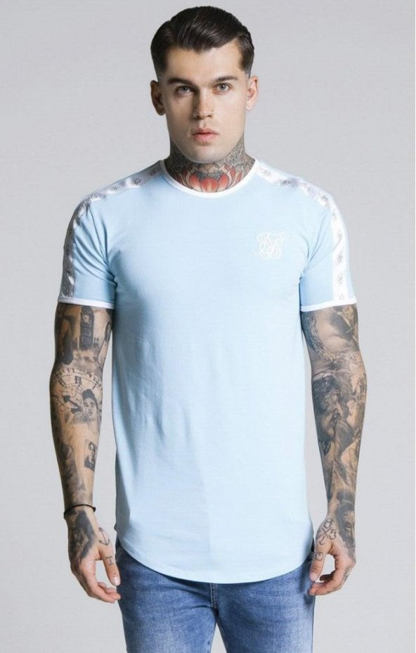 SikSilk Tape SS T-Shirt Açık Mavi Oval Kesim