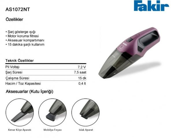 Fakir AS 1072 NT Şarjlı Süpürge - 2