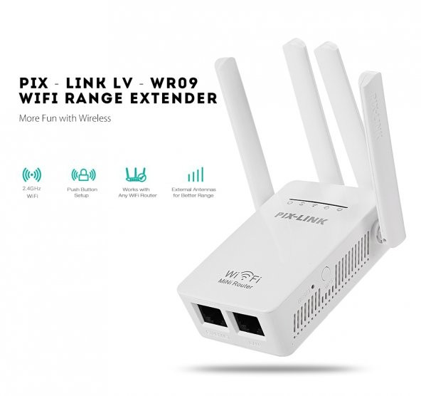 Wireless Router 4 Antenli Pix Link Sinyal Güçlendirici