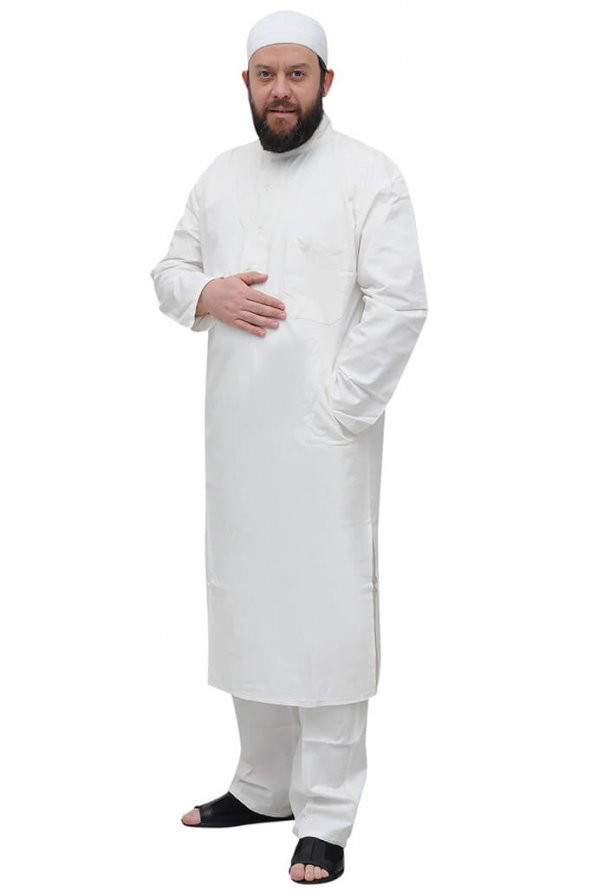 Umre ve Hac Kıyafeti Afgan Takımı - Beyaz - 1178
