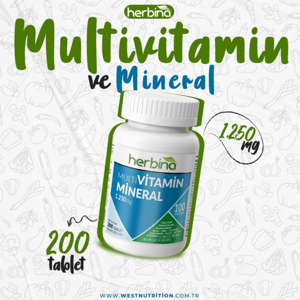 Herbina Vitamin Multivitamin Mineral 200 Tablet x 1250 mg