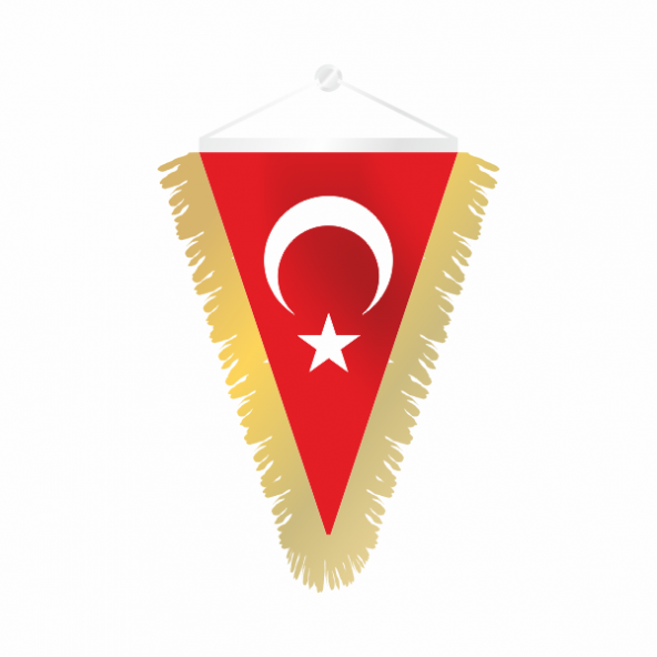 Üçgen Ay Yıldız Altın Rengi Püsküllü Flama 25x35 cm ürün görseli