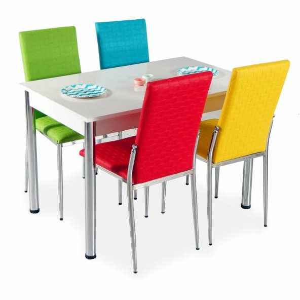 Mutfak Masa Takımı Deri 4 Sandalye + Masa 8 Renk Seçenekli